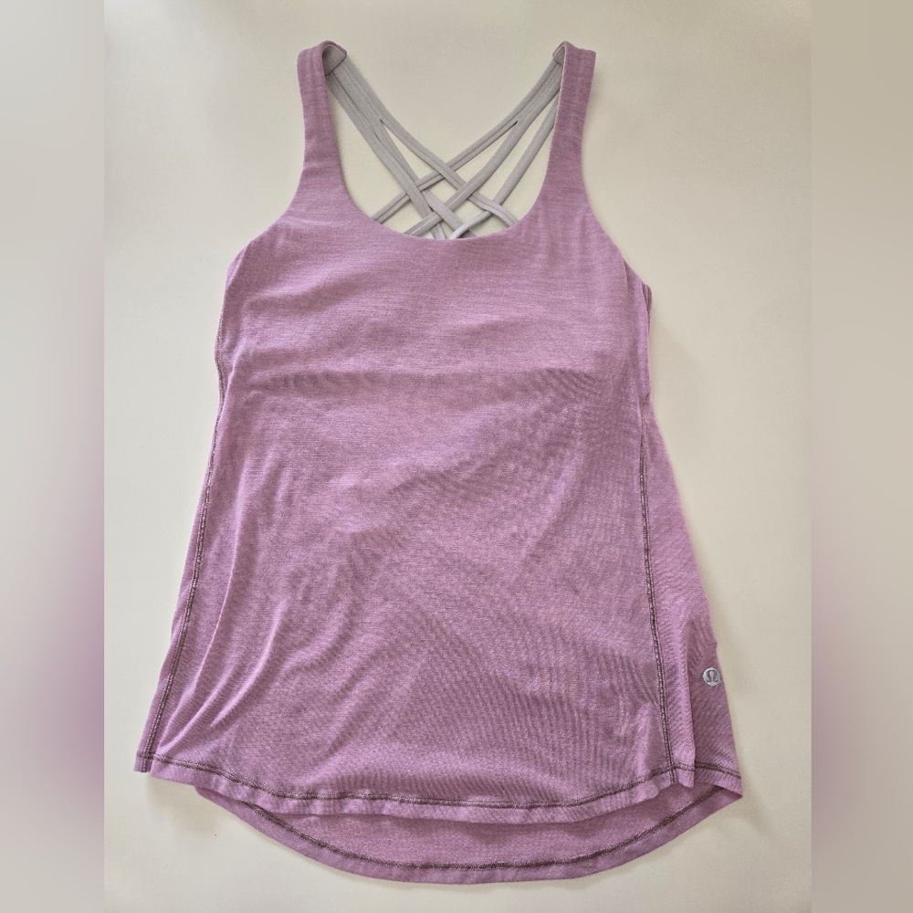 Sz4 lululemon Slay The Studio 2-in-1 Tank Women's Pink Tank Top Sports Bra